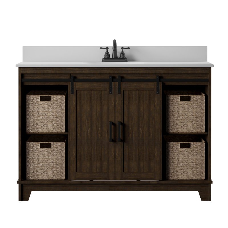 Sand & Stable Braylen Sliding Barn Door 48" Single Bathroom Vanity Set